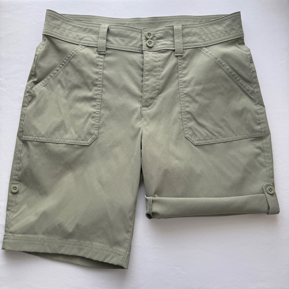 Eddie Bauer Bermuda Shorts Rolled Hem Cargo Zip Pocket Hiking Size 8 Minimal